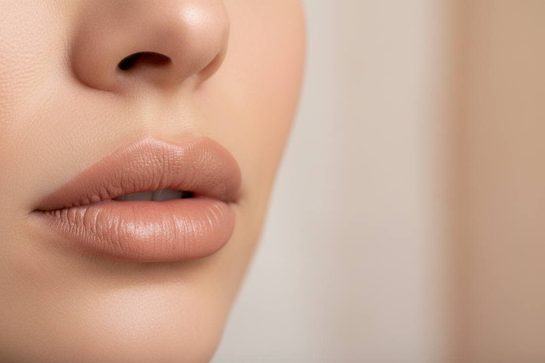 Woman with naturally full, defined lips after lip filler treatment, Aria Sonata Aesthetics Fort Worth