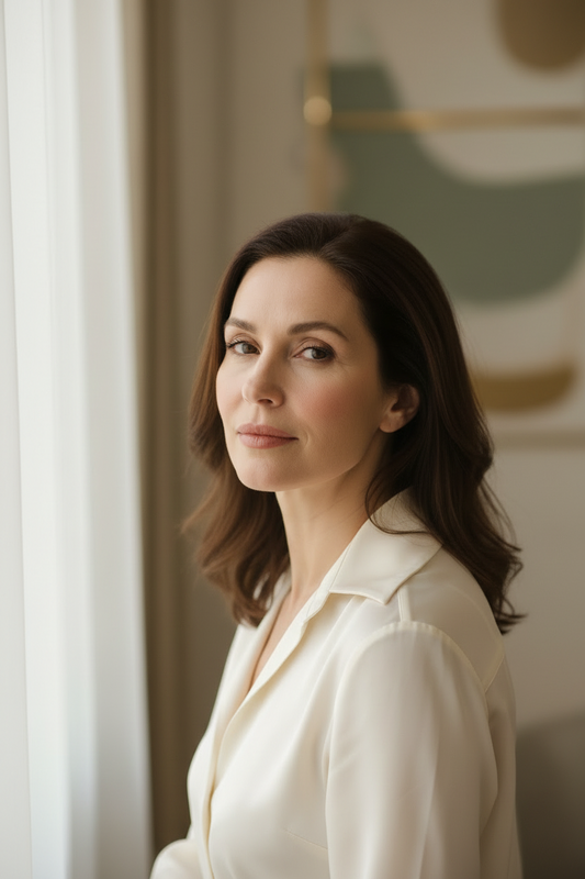 Woman over 40 with healthy mature skin representing collagen changes and evidence-based skin rejuvenation